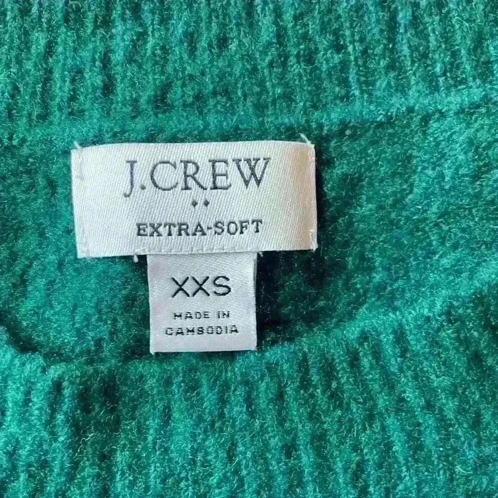 J. Crew Extra‎ Soft Green Sweater Women’s Sz XXS Cozy Winter Holiday Christmas